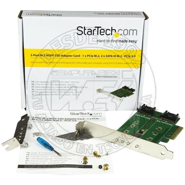 Tarjeta Adaptadora Pci Express 3.0 de 3 Puertos M.2 Para Ssd   1X Nvme (PEXM2SAT32N1)