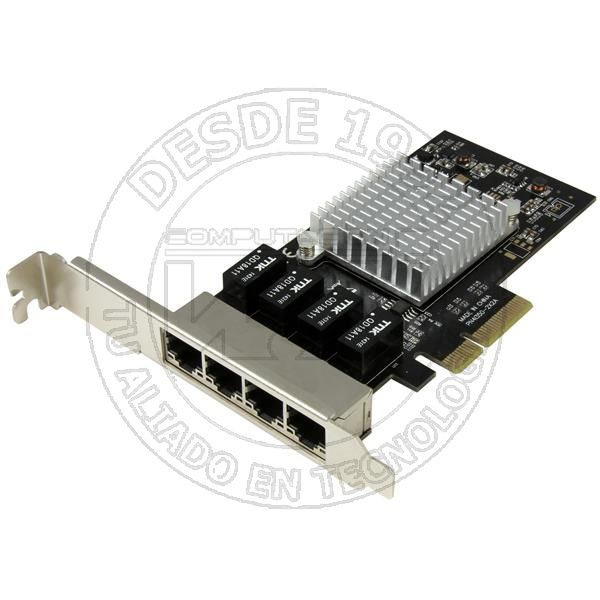 Tarjeta De Red Pci Express Ethernet Gigabit Con 4 Puertos Rj45 Chipset (ST4000SPEXI)