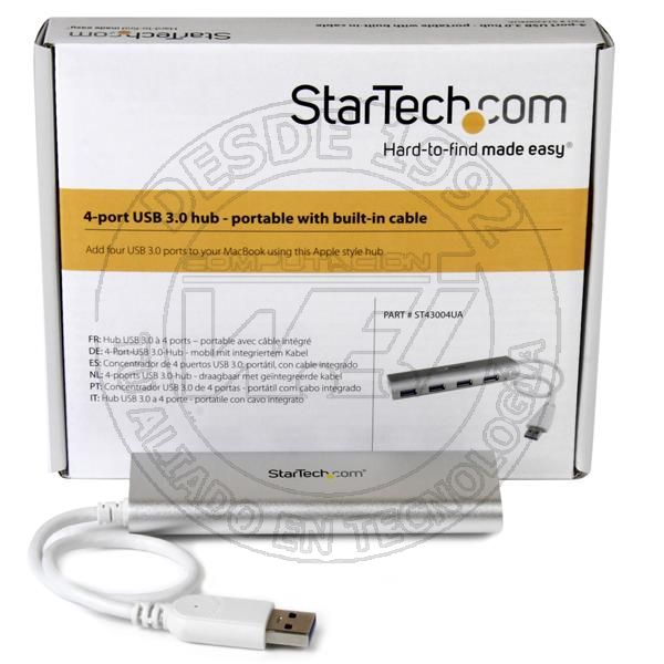 Concentrador Portátil USB 3.0 de 4 Puertos - Hub con Cable Incorporado (ST43004UA)