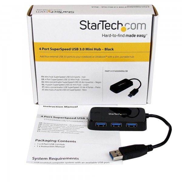 Adaptador Concentrador Hub Ladron USB 3.0 Super Speed Para Laptop de 4 (ST4300MINU3B)