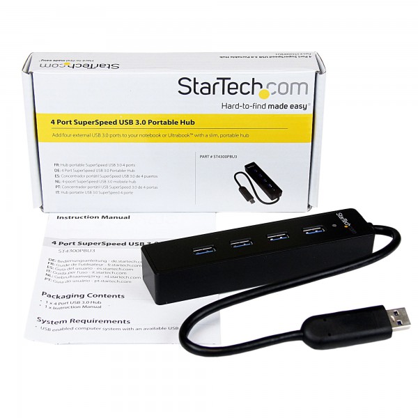 Adaptador Concentrador Hub Ladron USB 3.0 Super Speed Portatil de 4 Pu (ST4300PBU3)
