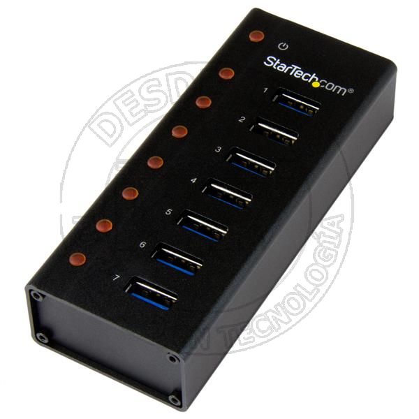 Concentrador USB 3.0 de 7 Puertos con Caja de Metal - Hub de Sobremesa (ST7300U3M)