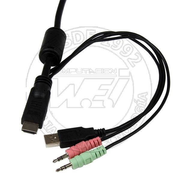 Conmutador Switch Kvm 2 Puertos Hdmi USB Audio con Cables Integrados  (SV211HDUA)
