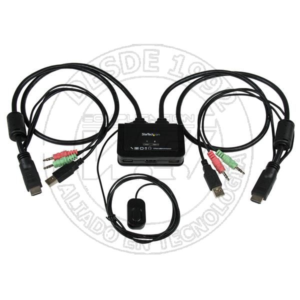 Conmutador Switch Kvm 2 Puertos Hdmi USB Audio con Cables Integrados  (SV211HDUA)
