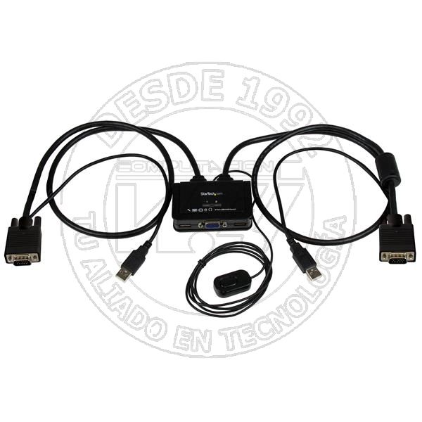 Switch Conmutador Kvm de Cable Con 2 Puertos Vga Usb Alimentado Por Us