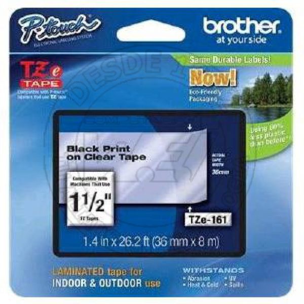 Cinta Para Impresora de Etiqueta Brother  Brother Tze-161 Negro Sobre Transparente (TZE-161)