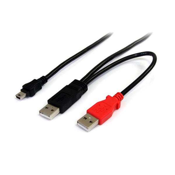 Cable de 1,8M USB 2.0 En y Para Discos Duros Externos  Cable Mini B A (USB2HABMY6)