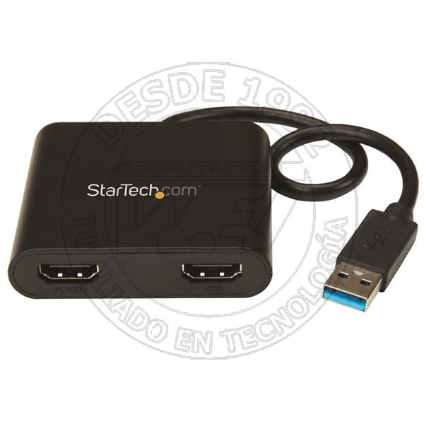 Adaptador de Video Externo USB 3.0 A 2 Puertos Hdmi 4K Para 2 Pantallas (USB32HD2)