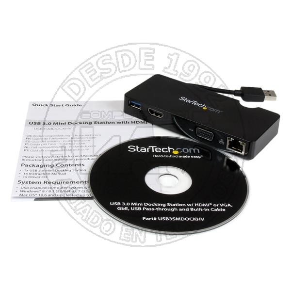 Replicador de Puertos Usb 3.0 de Viajes Con Hdmi O Vga  Docking Stati (USB3SMDOCKHV)