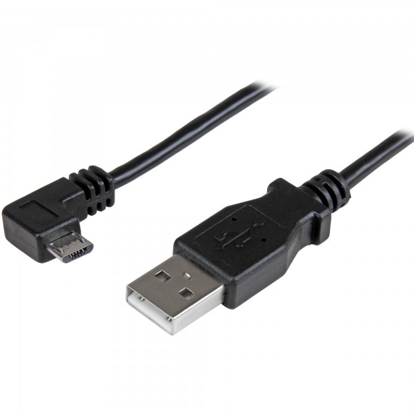 Cable de 1M Micro USB con Conector Acodado A La derecha  Cable de Car (USBAUB1MRA)