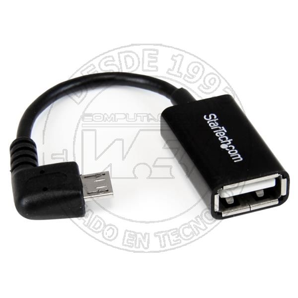 Cable Adaptador Micro Usb A Usb Otg Acodado A La Derecha De 12cm  Mac (UUSBOTGRA)