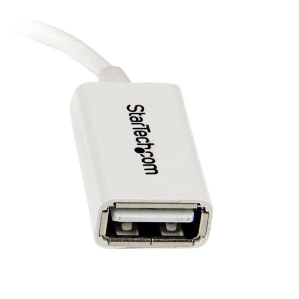 Cable Adaptador Micro USB A USB Otg Blanco de 12 cm  Macho A Hembra (UUSBOTGW)