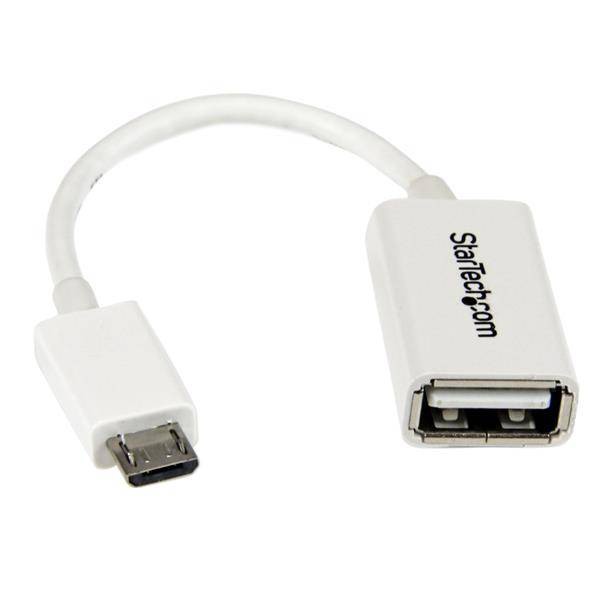 Cable Adaptador Micro USB A USB Otg Blanco de 12 cm  Macho A Hembra