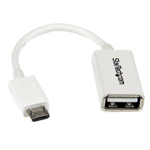 Cable Adaptador Micro USB A USB Otg Blanco de 12 cm  Macho A Hembra (UUSBOTGW)