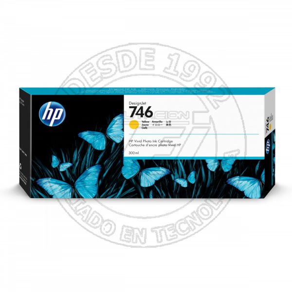 Cartucho de Tinta HP 746 Color Amarillo, 300 Ml (P2V79A)