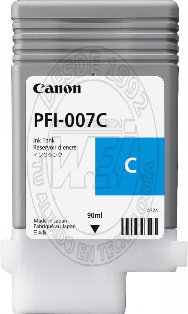 Cartucho de Tinta Canon Pfi-007C  Cian 90 Ml (2144C001)