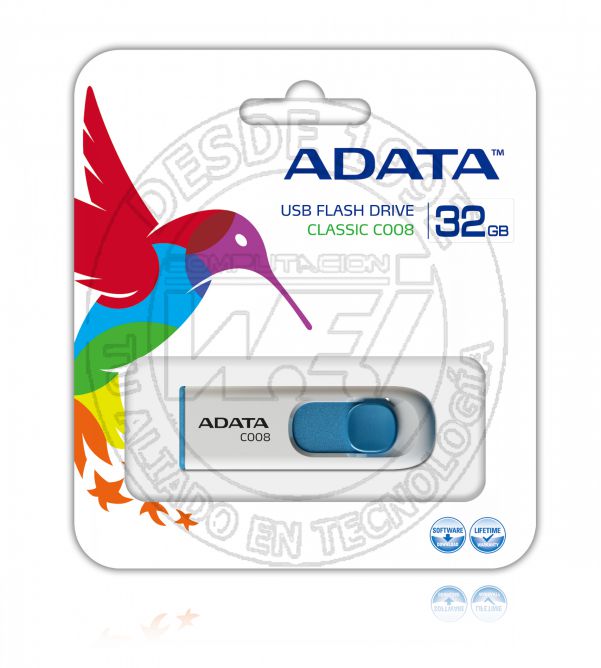 32gb C008 Unidad Flash Usb Usb Tipo A 2.0 Azul, Blanco (AC008-32G-RWE)