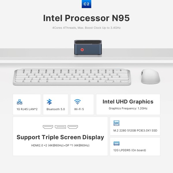 Mini PC Origimagic C2 Neo N95 12GB 512 SSD Dual Lan WIN 11 Pro (C2NEON95)