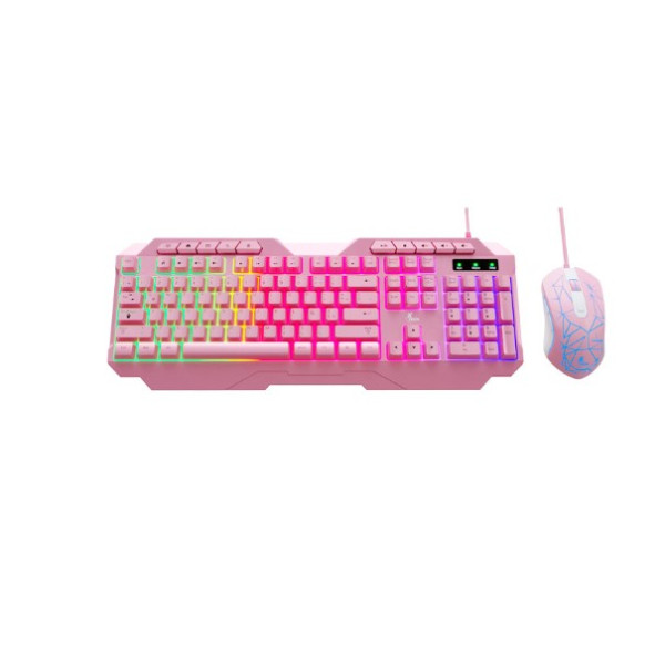 Kit Teclado Mouse Xtech Mirana Xtk-540s Led Usb Rosa