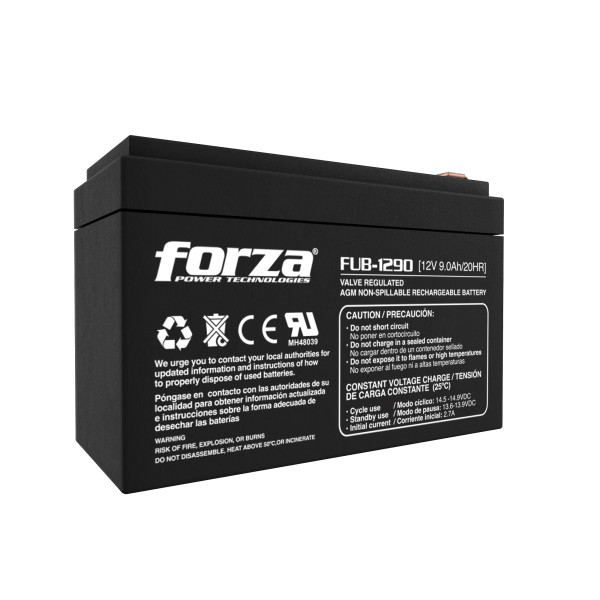 Batería Forza Sellada de 12V/9Ah Recargable, AGM, sin mantenimiento (FUB-1290)