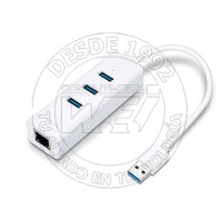 Usb 3.0 3-Port Hub  Gigabit Ethernet Adapter 2a In