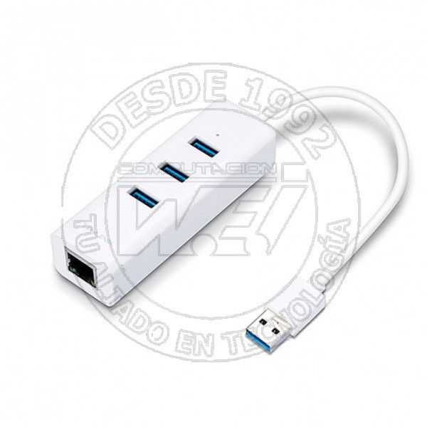 Usb 3.0 3-Port Hub  Gigabit Ethernet Adapter 2a In