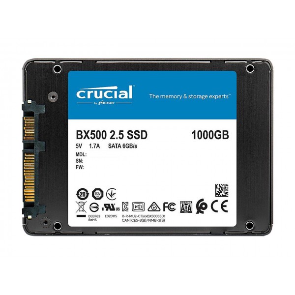 Disco Solido SSD Crucial BX500 1TB 2,5 Pulg. 3D NAN DATA SATA III (CT1000BX500SSD1)