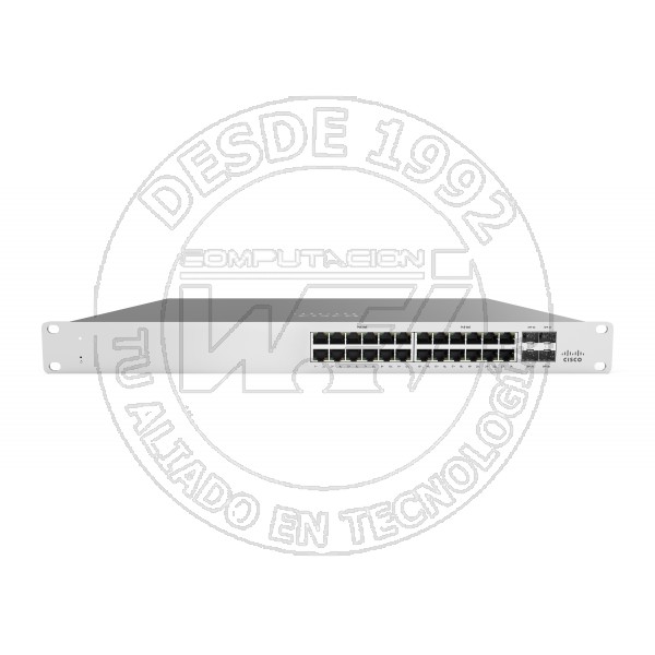 Switch Cisco Meraki Ms120 24P, 24 Puertos 101001000Mbps + 4 Puertos Sfp, 56 GBits
