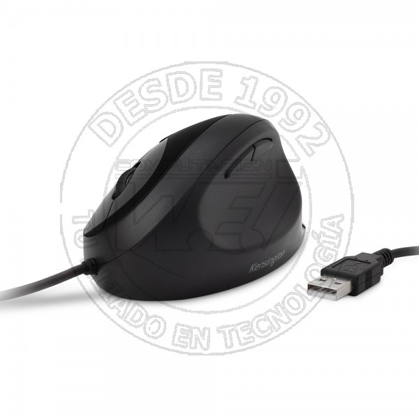 Mouse Kensington Ergonómico con Cable Pro Fit, Cinco botones, Negro (K75403)