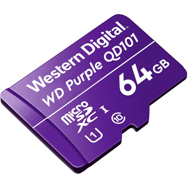 Tarjeta de Memoria  Flash Wd Purple Microsd 64GB Surveillance Class10 (WDD064G1P0C)