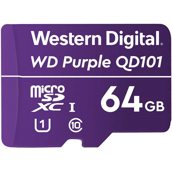 Tarjeta de Memoria  Flash Wd Purple Microsd 64GB Surveillance Class10 (WDD064G1P0C)