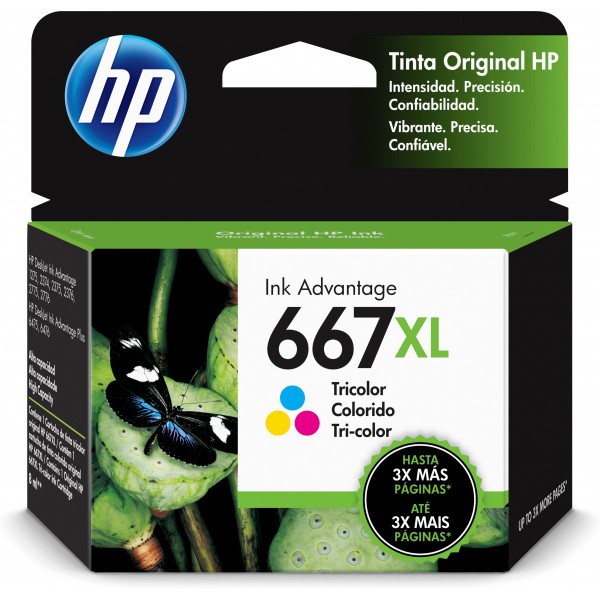 Cartucho de Tinta HP 667Xl Color Tricolor de Alto Rendimiento   (3YM80AL)