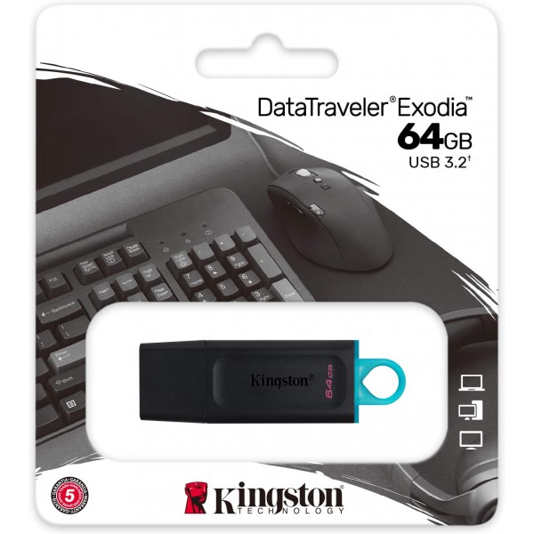 Pendrive Kingston 64 GB USB Exodia Black Teal (DTX/64GB)