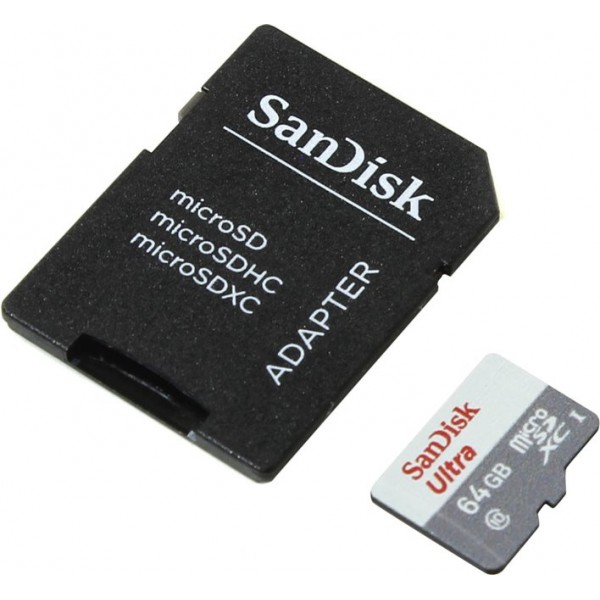 Tarjeta Microsdxc Sandisk Ultra 64gb Uhs-I, Clase 10, Con Adaptador Sd