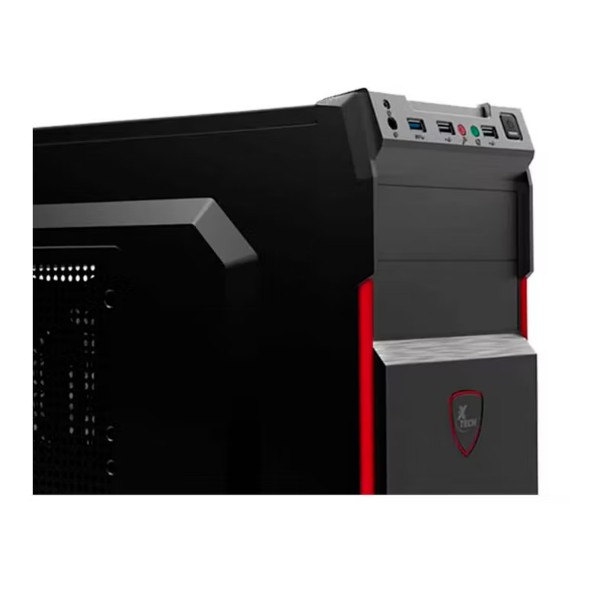 Gabinete Mid Tower Xtech ATX con Fuente de Poder 600W Negro y Rojo (XTQ-214)