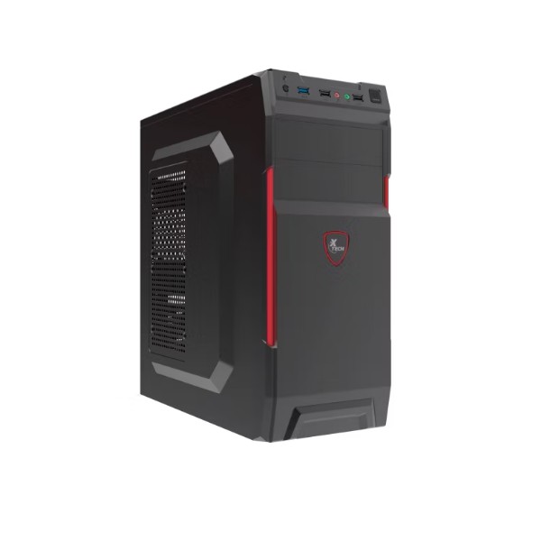 Gabinete Mid Tower XTECH ATX con Fuente de Poder 600W Negro y Rojo (XTQ-214)