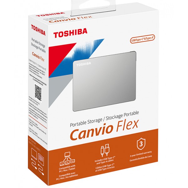 Disco Duro Externo 2.5 Canvio Flex 2tb Silver  Usb 3.0 (HDTX120XSCAA)
