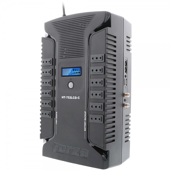 Ups Forza Interactiva 12 Tomas Chilenas 2 USB 750VA/375W 220V Color Negro (HT-752LCD-C)