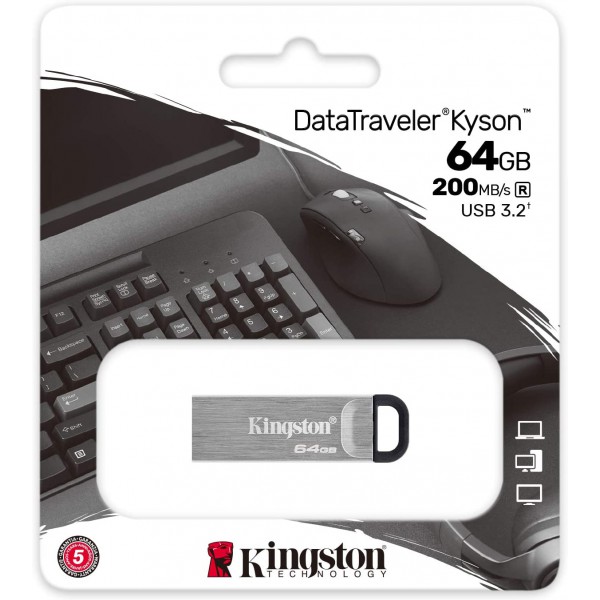 Pendrive Datatraveler  64GB Usb 3.2, 200Mbs, Plata (DTKN/64GB)