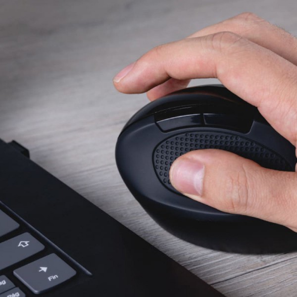 Mouse Ergonomico Klipxtreme Orbix, 2.4Ghz, 6 BoTóners, Wireless, Negro (KMW-500BK)