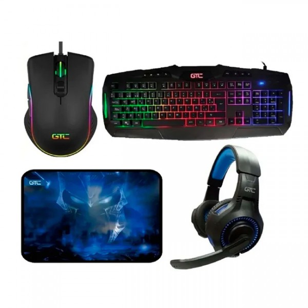 Pack de Teclado Gamer Gtc + Mouse y Audifonos Gamer Cbg 014