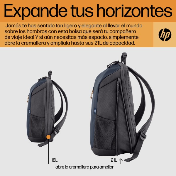 HP TRAVEL EXPANDABLE 18L BACKPACK GRAY (6B8U6AA)