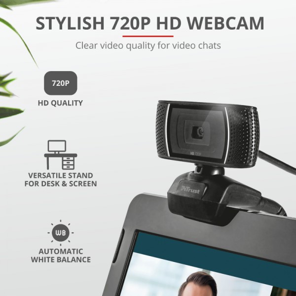 Kit Oficina Webcam + Audífonos Trust Doba (720p, Negro) (24036)