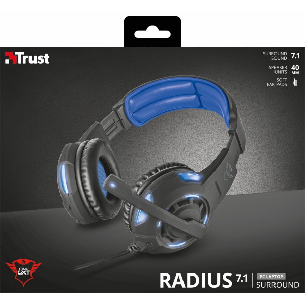 Audífonos Gxt 350 Radius 7.1 Diadema USB Tipo A Negro, Azul (22052)