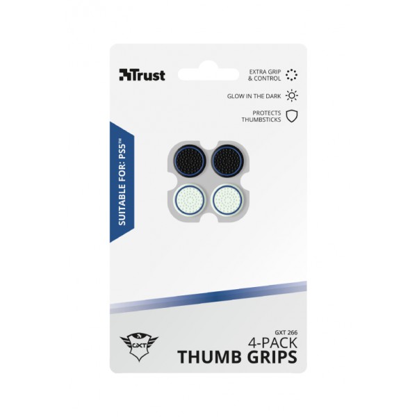 Gomas Para Sticks de Ps5 Trust Gxt 266, 4-Pack, Negro y Blanco (24170)