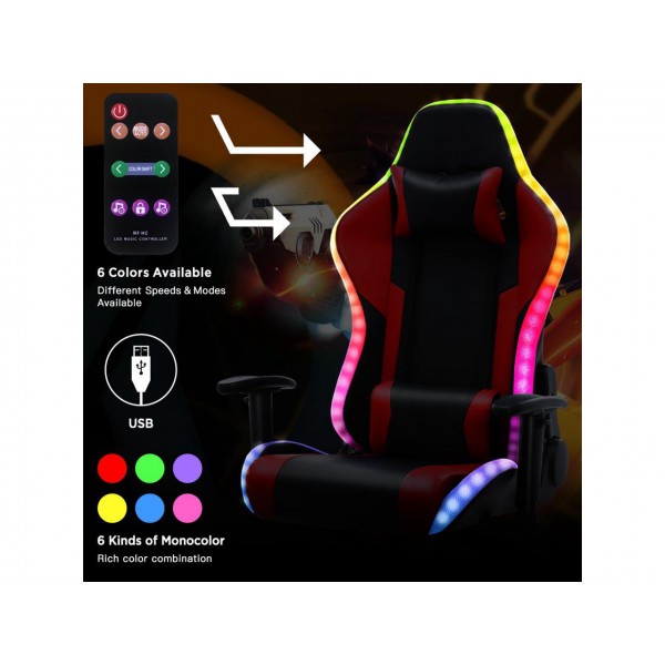 Silla Gamer RGB + Parlante Bluetooth Black Red (YOUTHUP BLACK RED)