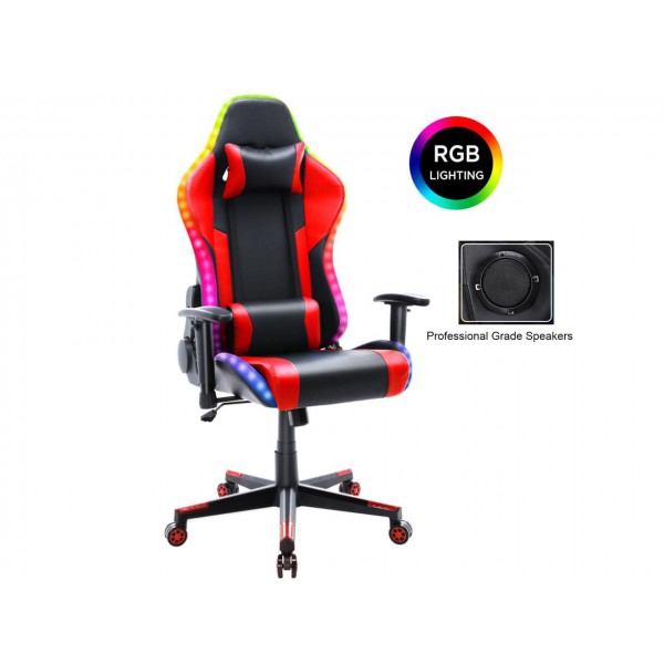 Silla Gamer RGB + Parlante Bluetooth Black Red