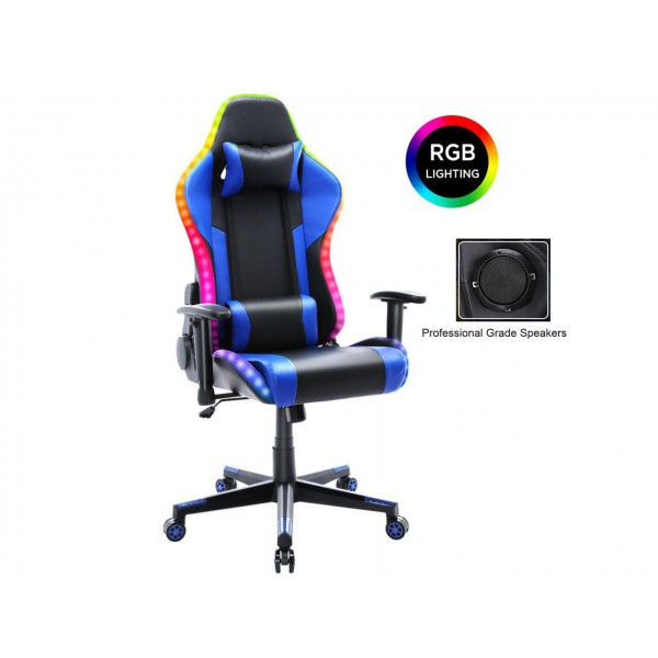 Silla Gamer Con Luces Led RGB y Parlantes Blue