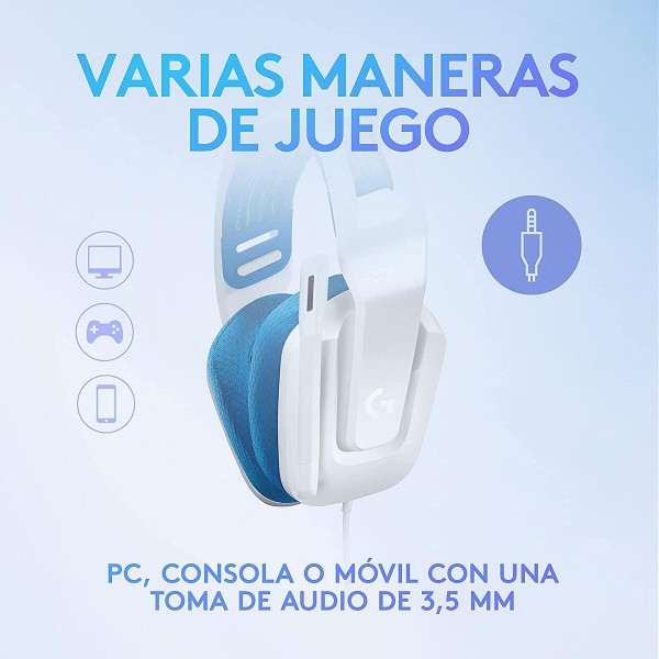 Audífonos Gamer Logitech G335 3,5mm Plug And Play Multiplataforma Blanco (981-001017)