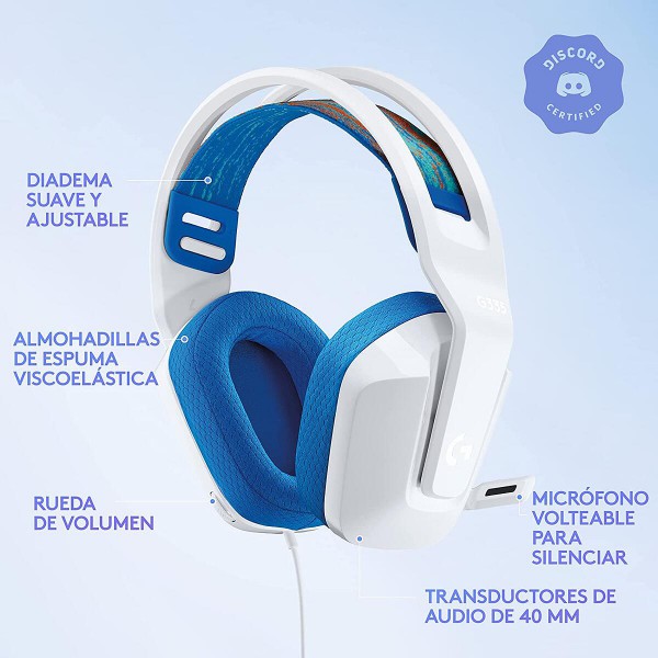 Audífonos Gamer Logitech G335 3,5mm Plug And Play Multiplataforma Blanco (981-001017)